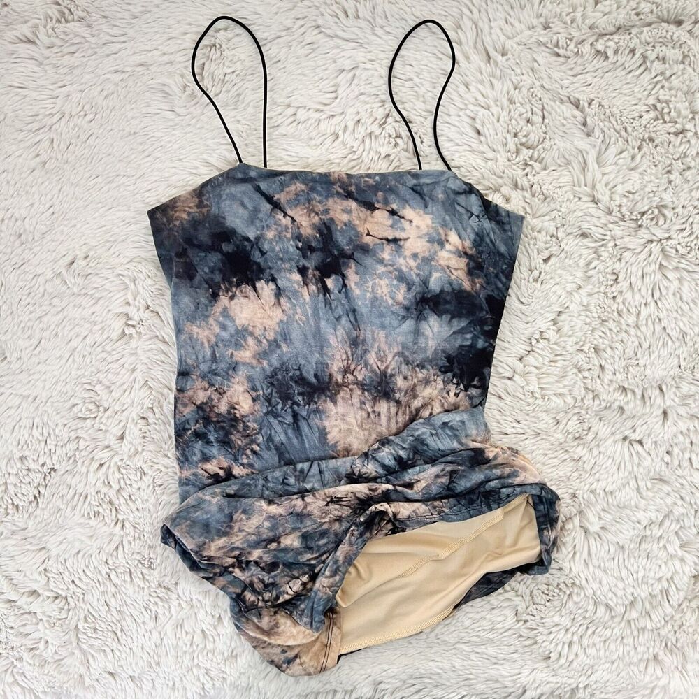 Bear Dance Women's Large Boho Tie Dye Lined Bodycon Spaghetti Strap Mini Dress - Picture 10 of 16